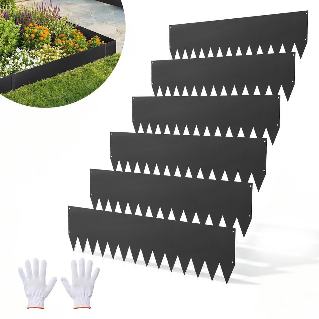 Galvanized Steel Landscape Edging, 6-Pack 1016 X 254 Mm Metal Edging for Landscaping with 8 Mounting Clips, Heavy Duty Metal Garden Edge Border for