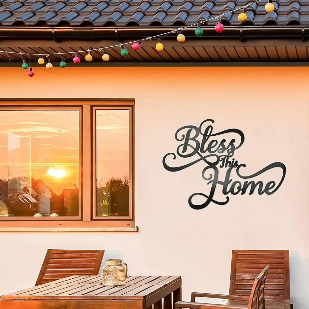 18”X13” Bless This Home Metal Wall Stencil Decor - Elegant Living Room Decoration Signs -Perfect for Adding a Touch of Blessing