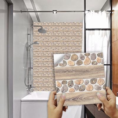 10/15/20cm Cobblestone Wood Grain Tiles Floor Sticker Kitchen Cupboard Wardrobe Bathroom Peel & Stick Frosted Surface Wallpaper