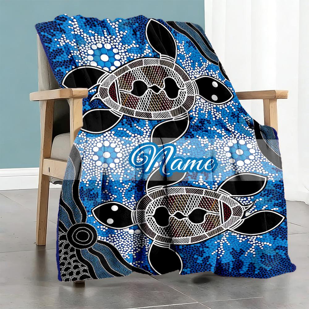 Two Turtles Personalized Name Blanket Lightweight Personalized Blanket Soft & Cozy for Office Bedding Living Room Bed All-Season Use