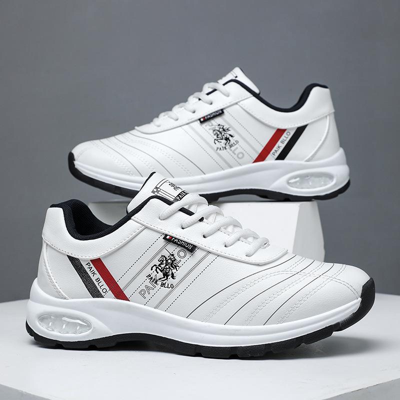 Men's Cross-Border Large Size Leather Casual White Shoes - New Fashion Trend, Comfortable Running Sports Shoes, Korean Style