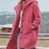 Women's Autumn Coat Mid-length Single-breasted Multi-color Hooded Casual Coat