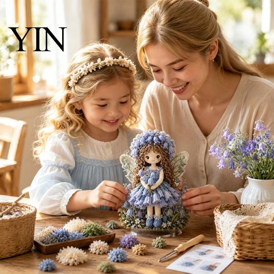 Kit Decorazione Artistica in Tessuto 3D Fata dei Fiori, Set Artigianale Punching Bambola Kit Ricamo ad Ago per Adulti, Regalo Fatto a Mano Attività Terapeutiche Rilassanti