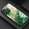 Marble Fluid Texture Glass Phone Case For iPhone 16 15 14 13 12 Pro Max Soft Silicone Anti Fingerprint Hard Protective Cover