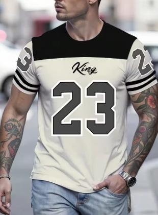 Men's Casual Summer Color Matching Digital Printing Crew Neck Short-sleeved T-shirt NB.32 Jersey Oversized Football Training