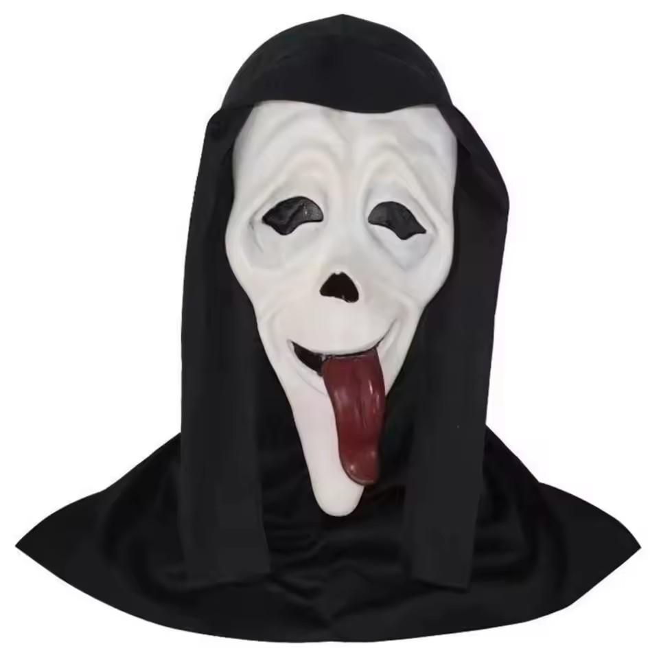 Quality Halloween Movie Scream Face Mask Realistic Creepy Ghost Masks Stick Tongue Out Funny Scary Cosplay Costume Props