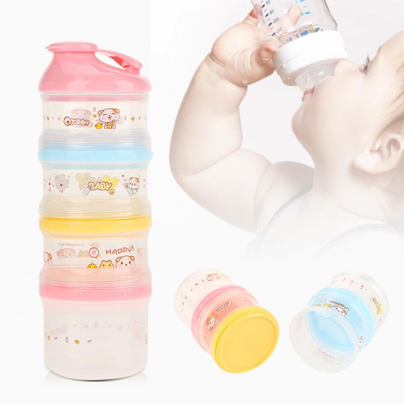 Pink Bo/îte Alimentaire B/éb/é R/écipient Portatif de Bo/îte de Stockage de Nourriture de Bouteille de Distributeur de Lait Infantile de Poudre de 3 Couches
