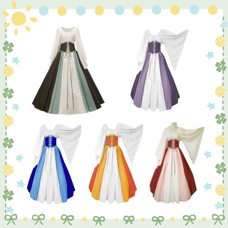 Renaissance Medieval Women's Long Dress Halloween Costume Stage Performance Retro Clothing