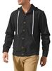 Herren Frühling Herbst Button-Down-Hemd, Lockere Baumwoll-Leinen Kapuzenjacke Langarm, Einfache Lässige Strand-Oberbekleidung