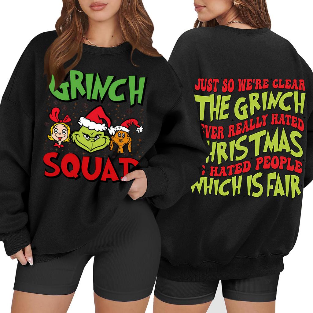 Women's Casual Fashion Long Sleeve Christmas Printed Round Neck Sweatshirt Top
