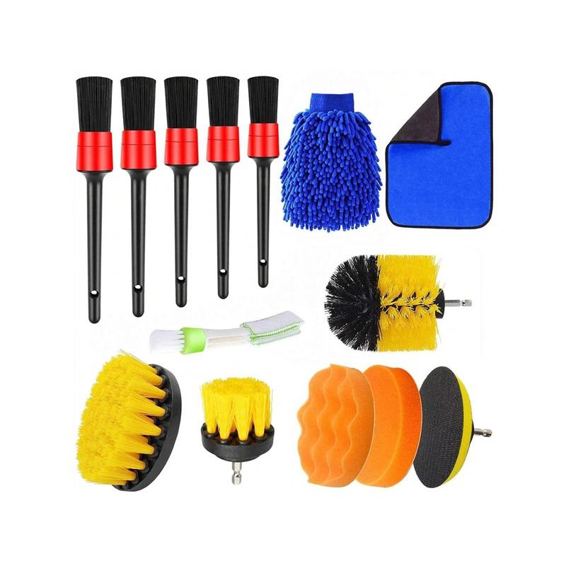 15 Piece Car Cleaning Kit Electric Drill Brush Air Conditioner Vent Cleaning Brush Combo Set