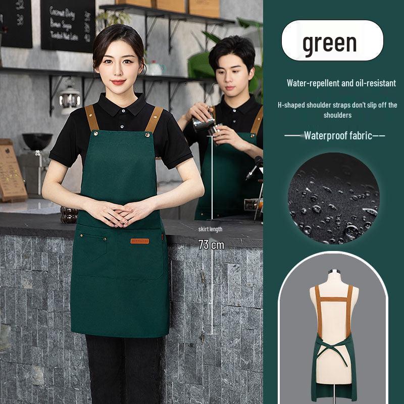 Oil & Waterproof Apron with Waistband for Coffee & Tea Shop Waiters - Custom Logo Printing Available