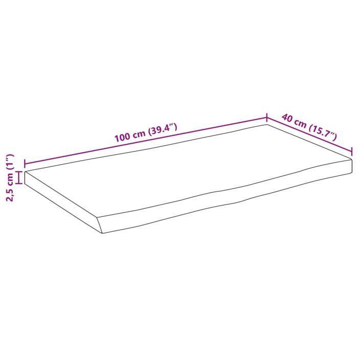 VidaXL Dessus de table 100x40x2,5 cm bord vivant bois massif manguier 370756