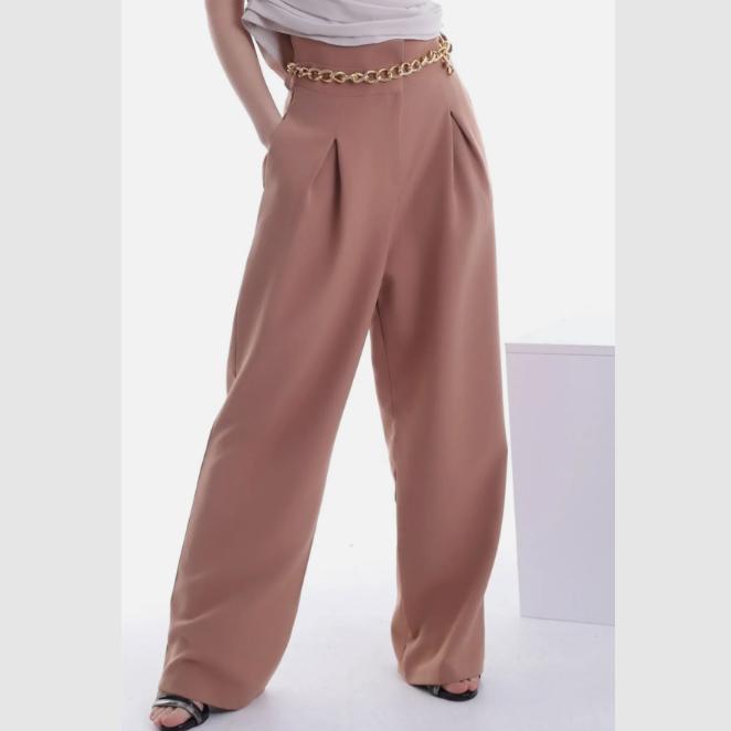 Pohodlné a stylové kalhoty s vysokým pasem, plisované široké nohavice