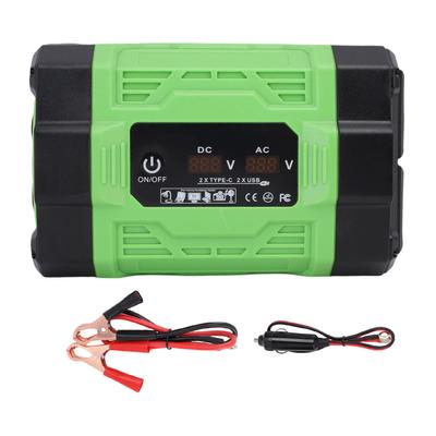 Onduleur de Voiture 300W 12V CC vers 110V CA avec 2 Ports USB 2 Type C 2 Prises pour Ordinateur Téléphone