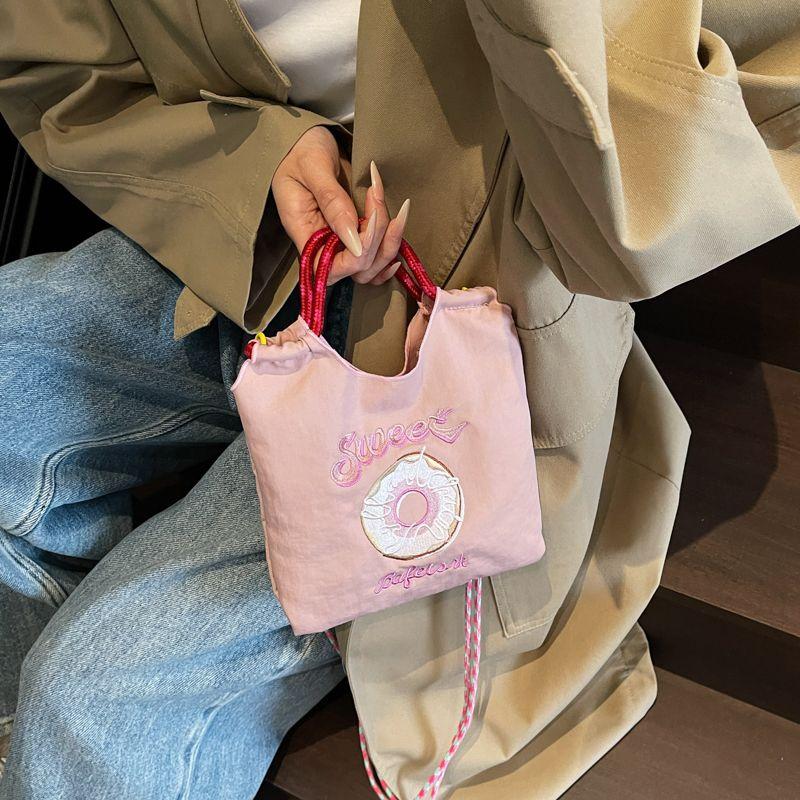 

Японская мода Ins Вышитая сумка-пончик из нейлона 2025 Новая мода Мини-сумка для поездок на работу Сумка на плечо Маленькая сумка Pink