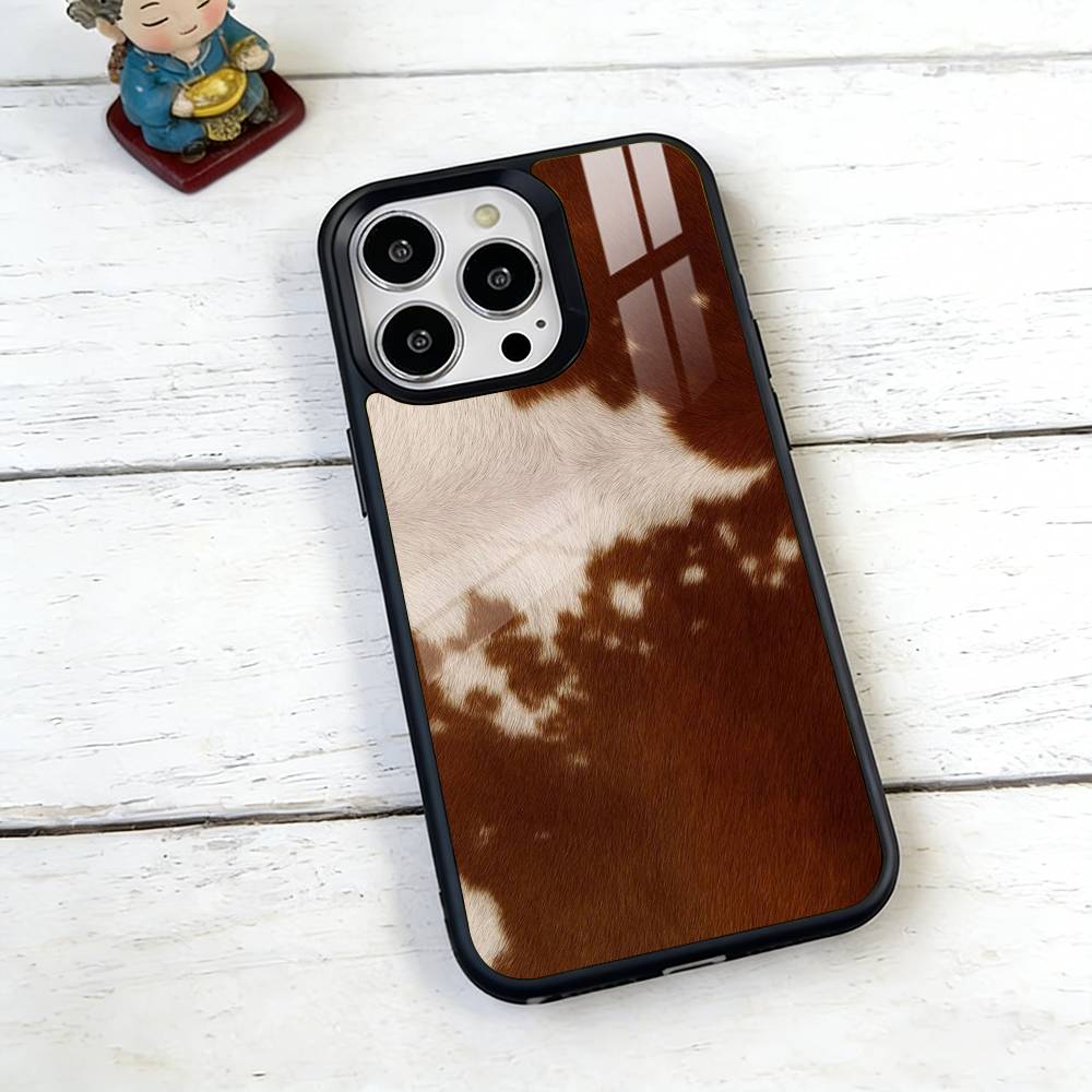 Καφέ Λευκή Αγελάδα Θήκη Κινητού Για iPhone17,16,15,14,13,12,11 Plus,Pro Μαγνητική με Magsafe Ασύρματη Φόρτιση