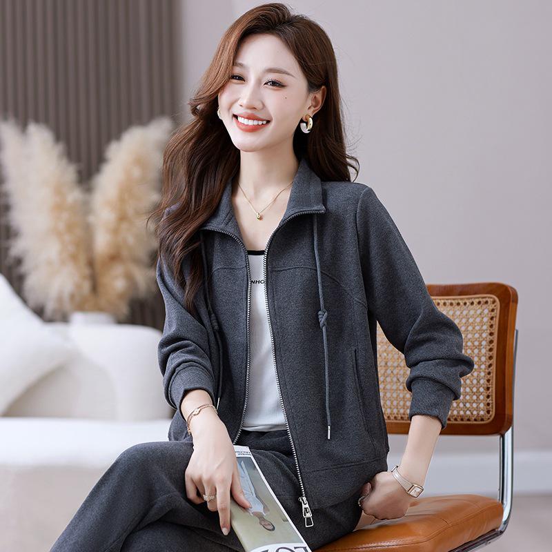 Chic Cashmere Cardigan & Slimming Sportswear Set for Women - 2025 Spring/Autumn Running Suit, Two-Piece.