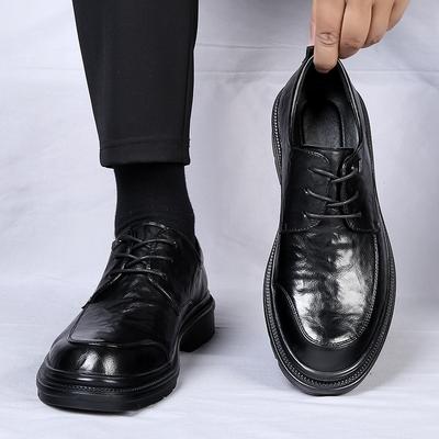 High-end Leather Shoes Men's 2025 Spring Pure Leather New Business Dress Leather Breathable Casual Best Man Wedding Shoes