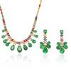 European & American Style Zircon Emerald Necklace & Earrings Set: Plum Blossom Design for a Fashionable, Elegant Look.