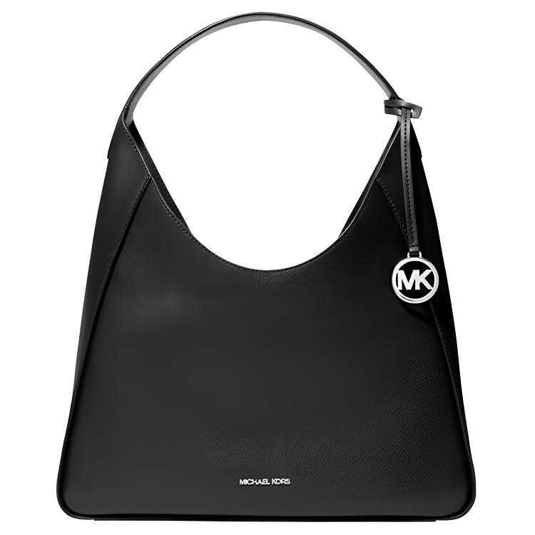 

Michael Kors Charlie Silver Metal Logo Charm Leather Hobo Shoulder Bag Large Women bags Black 30S5SRQH3L-BLACK Basic Set (Bag+Dust Bag)