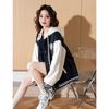 TonLion Women's Hooded Contrast Baseball Jacket