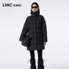 Jinyujie Women's High-Neck Mid-Length Goose Down Puffer Coat