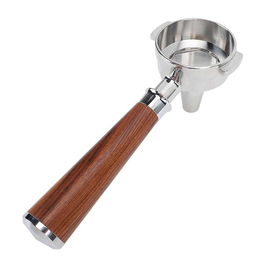 58mm Bottomless Portafilter Single Spout Stainless Steel Coffee Portafilter   Wood Handle
