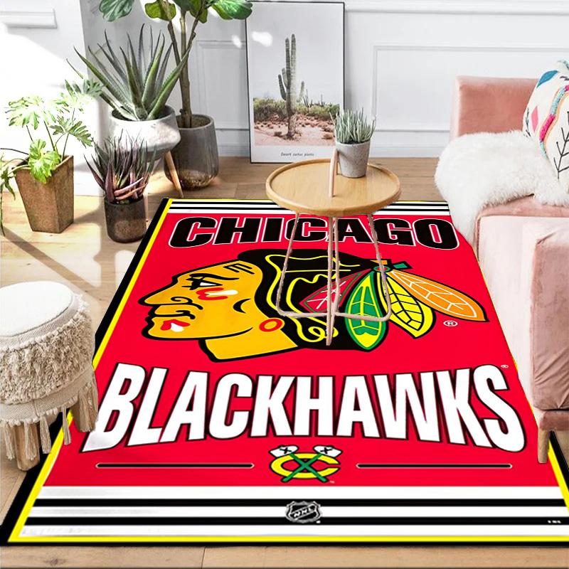 Chicago-Blackhawks Logo Bereichsteppich Geeignet für Innen- und Außenbereiche, Teppiche für Küchen, Häuser, Büros, Wohnzimmer, Heimdekoration, Weihnachtsgeschenk