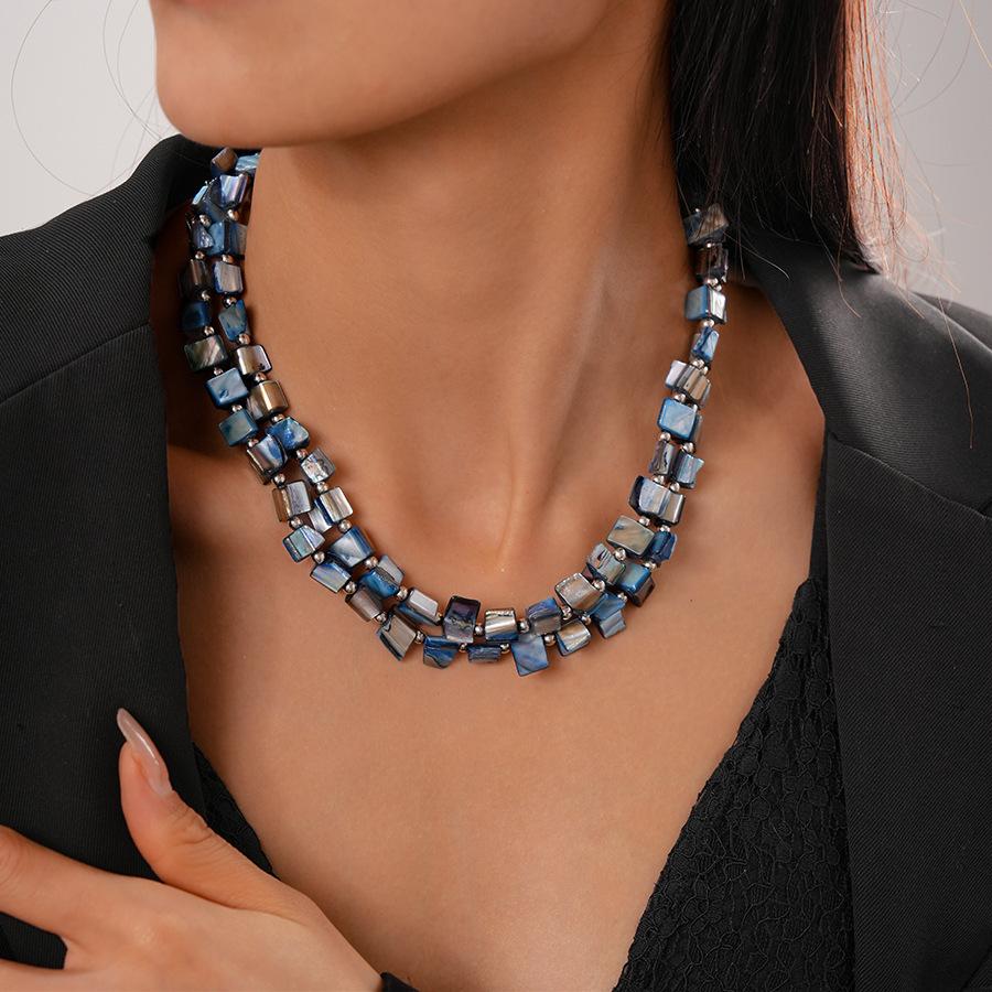 Irregular Double Shell Beaded Necklace Fashion Temperament High Sense Collarbone Chain Simple Versatile Item Decoration