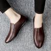 Men Casual Shoes Men's Genuine Leather Fashionable Breathable Peas Shoes Trend Black All-match Wear-resistant Flat Shoes