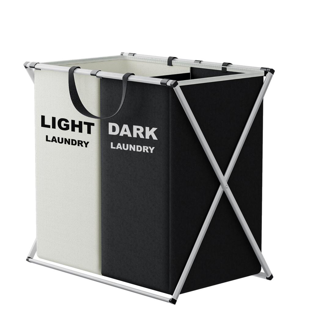 1 PC Large Laundry Hamper 3 Sections Divided Laundry Basket Foldable Washing Bin Dirty Cloth Storage Bag