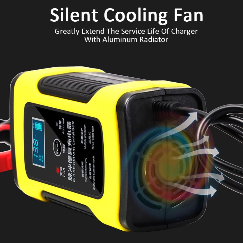 12V 6A Plně automatická nabíječka autobaterií Power Pulse Repair Nabíječky Mokré Suché Olověné Baterie-nabíječky Digitální LCD Displej