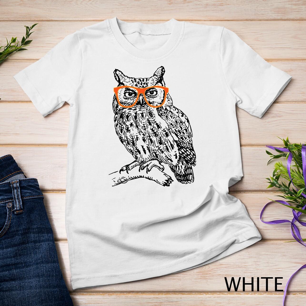 Halloween Hipster Owl Cute Orange Glasses Funny Love Owls Premium Unisex T-Shirt Mens Womens Tees Top S