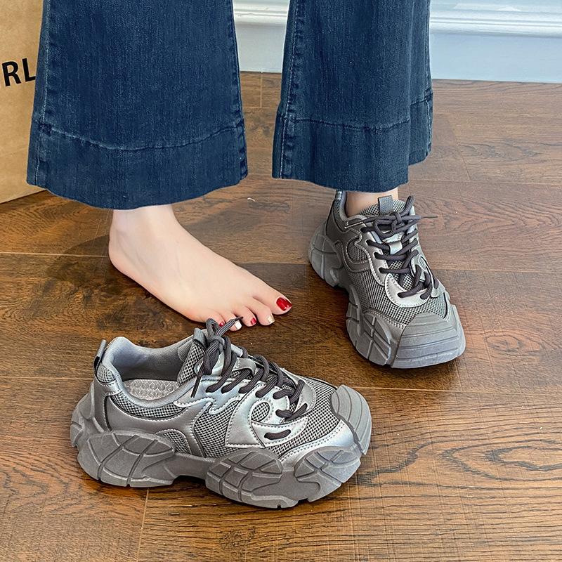 Mesh Forrest Gump shoes women's 2025 summer new thin thick-soled breathable casual moral training shoes heightening sports dad shoes