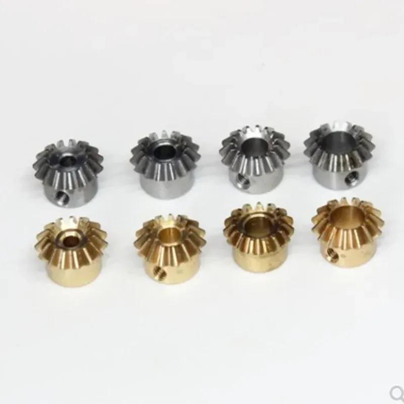 2PCS 1:1 Bevel Gear 0.8M 15T 3 4 5 6 Mm 6.35mm Bore Hole Diameter M3 Jackscrew Brass Bevel Gear