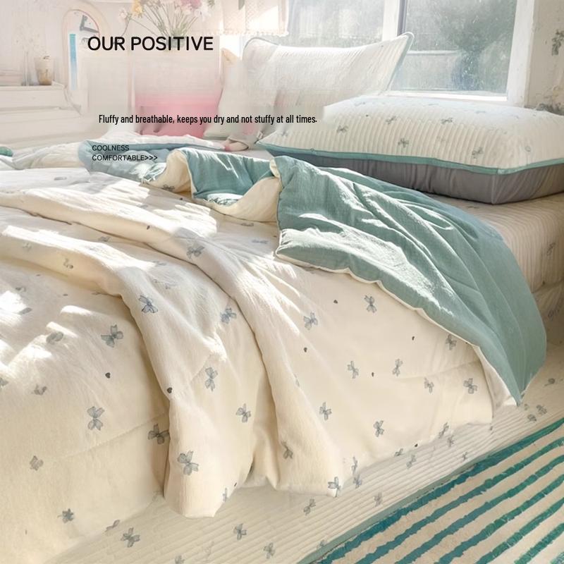 OLOEY Double Layer Gauze Summer Quilt Set