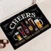 "Cheers To Good Times" Bar Theme Doormat, Polyester Flannel Non-Slip Machine Washable Low Pile Rug for Indoor Home Decor