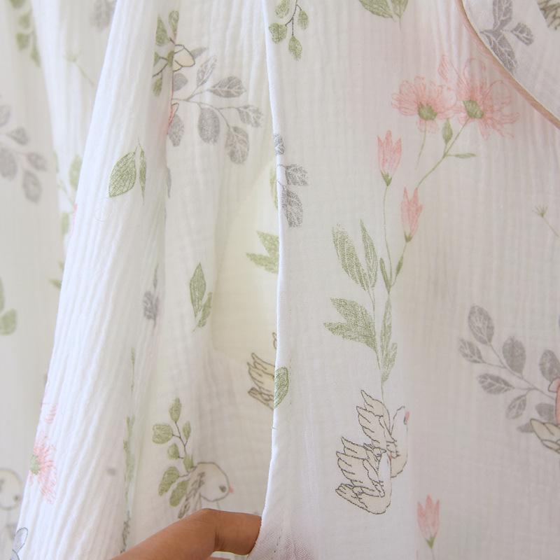 Pure Cotton Maternity Two-Piece Set: Bra-Free Crepe Skirt and Pants for Spring & Autumn - Perfect for Nursing and Delivery Room Wear