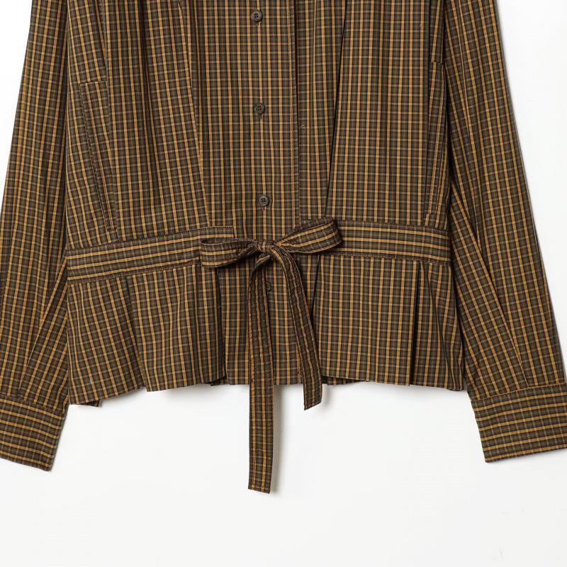 European & American Style Plaid Shirt with Bow Detail - 2026 New Fashion Style