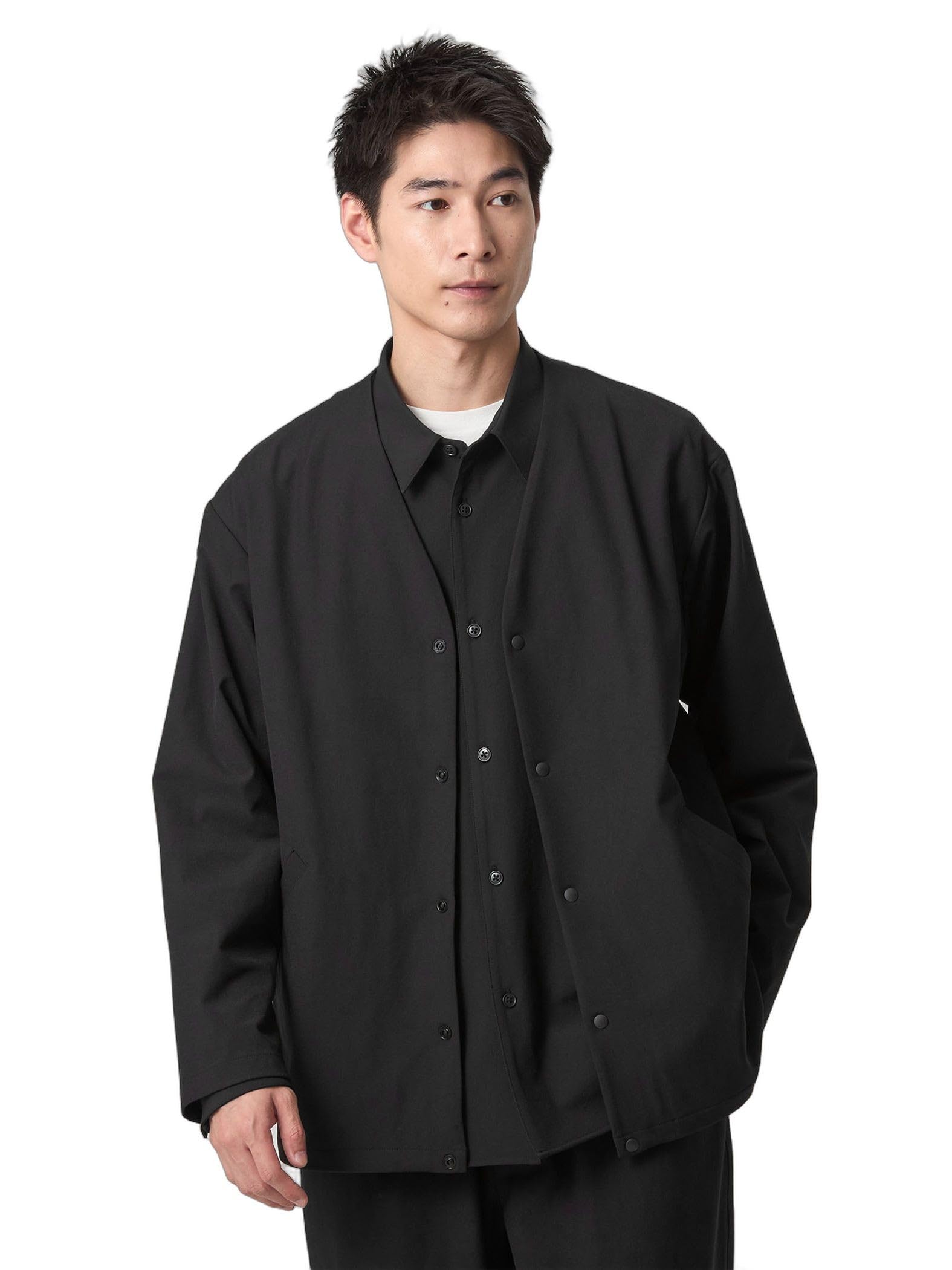 

[United Arrows Green Label Relaxing] Кардиган без воротника FREELITCH - Эластичный - 32261790124 0930 ЧЕРНЫЙ(09) S