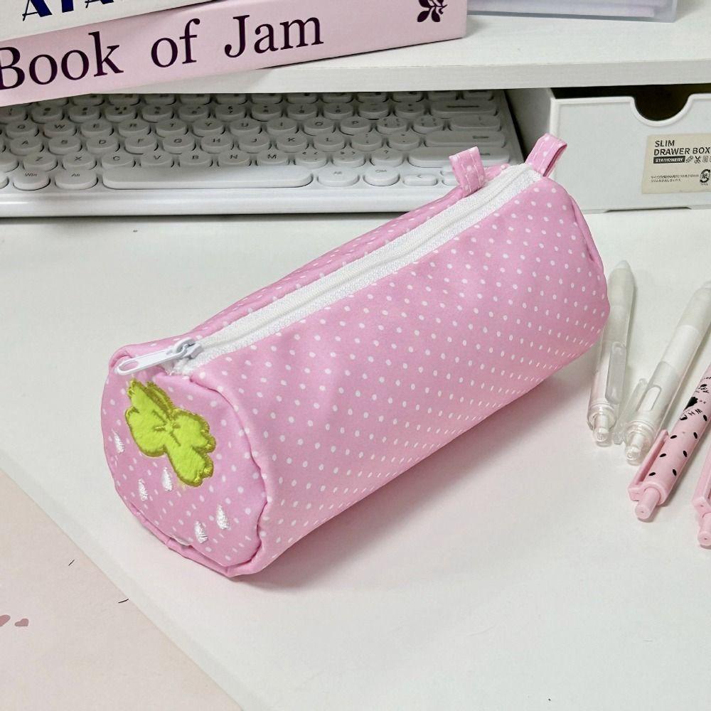 Large Capacity Pencil Case Strawberry Embroidery Stationery Pouch Cute Pen Bag  Back To School