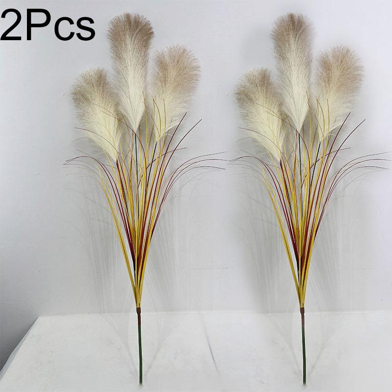 2 Bündel Seiden-Zwiebelgras 80cm Künstliche Sträucher Ganzjährige Innen-/Außennutzung Großes Schilf-Bouquet Heim-Gartendekor Künstliche Pflanzen