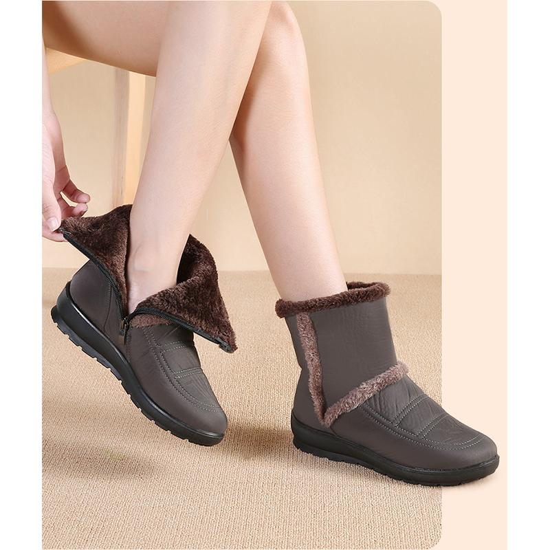 2025 Winter Shoes Women Snow Boots Waterproof Warm Plush Flat Non-slip Women Ankle Boots Brand Ladies Botas Plus Size 42 Black Red Brown