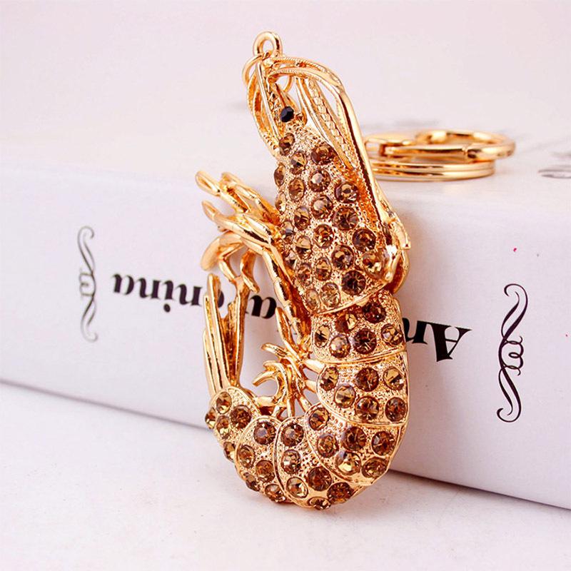 

Брелок в виде креветки с горным хрусталём цвета барвинка и застёжкой-лобстером, аксессуар для сумки Individually Wrapped in OPP Bag