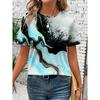 Summer Fashion Women's T-shirt Graphic Marble Print