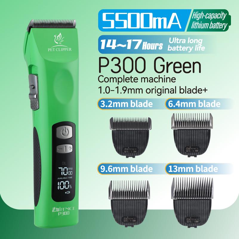 Fenice P300 Upgrade 5500mA Capacity Colorful Cordless LCD Screen Rechargeable Dog Grooming Electric Clippers for Pet Trim Salons