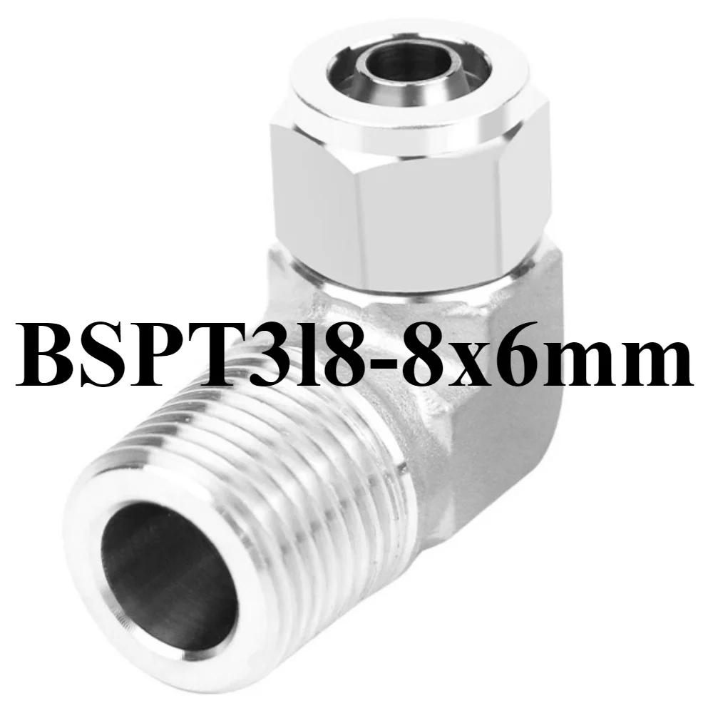 90-Grad-Winkel 1/8" 1/4" 3/8" 1/2" BSPT Außengewinde x 6 8 10 12 mm Schlauch Schnellverschluss 304 Edelstahl Geschmiedetes Rohrverschraubung Wasser Gas
