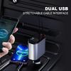 18/60/140W 4 IN 1 Retractable Car Charger USB Type C Cable For IPhone Samsung QC3.0 Fast Charge Cord Cigarette Lighter Adapter