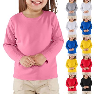 Boy And Girls Solid Color Long Sleeved T-shirt Round Neck Solid Color T-shirt